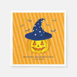 Orange Funkelnd Stripes Halloween Pumpkin Serviette