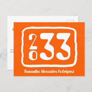 Orange Funky Class Year Abschluss Postcard Postkarte