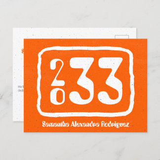 Orange Funky Class Year Abschluss Postcard Postkarte