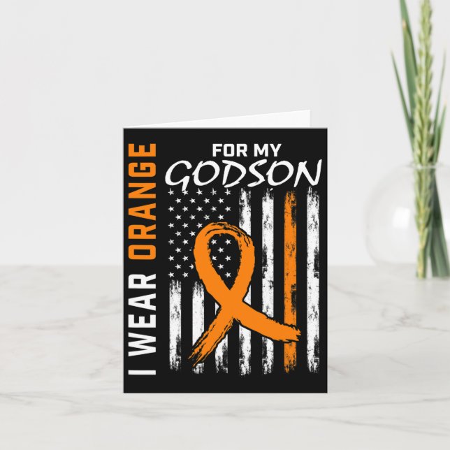 Orange für meine Godson Leukämie Krebs Bewusstsein Karte (Vorderseite)