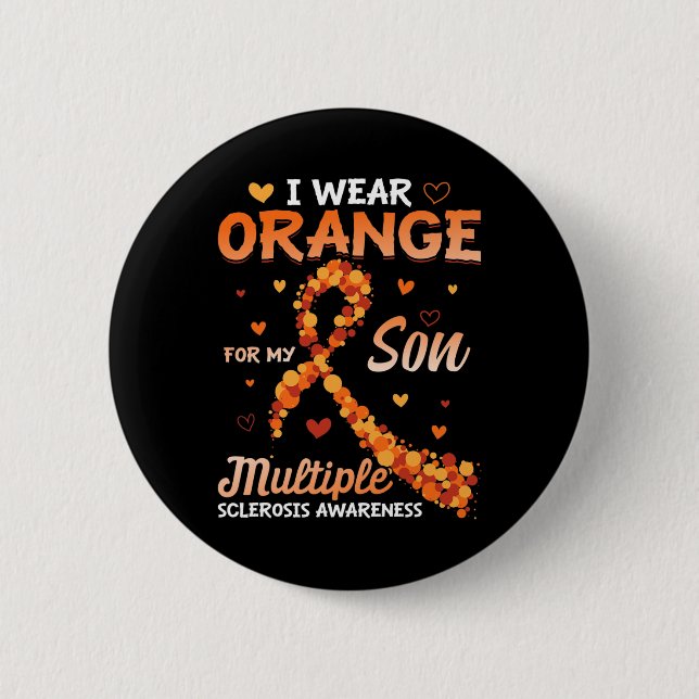Orange für meine Son Multiple Sklerose Awarenes tr Button (Vorderseite)