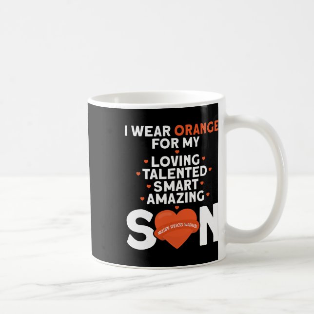 Orange für meine Son Multiple Sklerose Awarenes tr Kaffeetasse (Rechts)