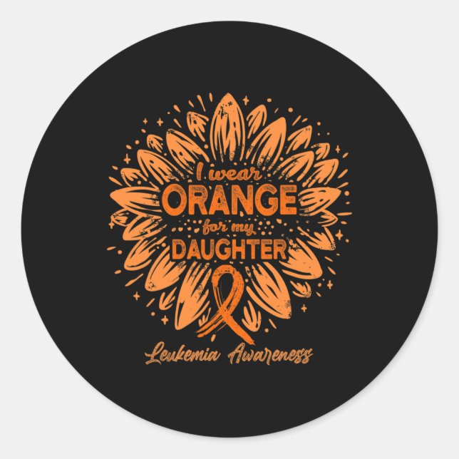 Orange für meine Tochter tragen - Sonnenblumenleuk Runder Aufkleber (Vorderseite)
