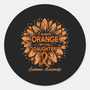 Orange für meine Tochter tragen - Sonnenblumenleuk Runder Aufkleber