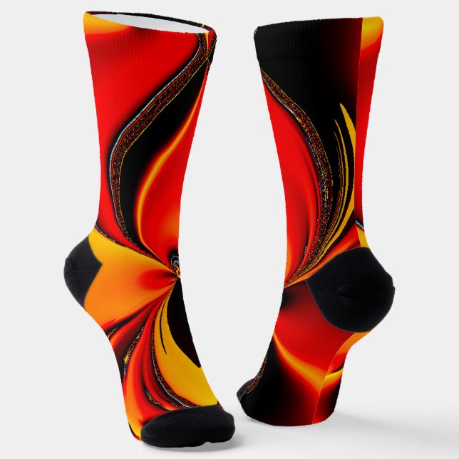 Orange Fury Fractal  Socken (Gewinkelt)