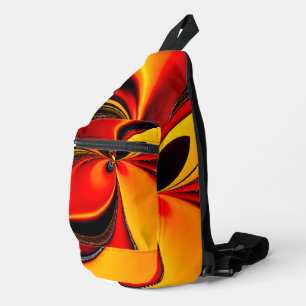 Orange Fury Fraktal Amerikanisches Mojo Kissen Crossbody Bag