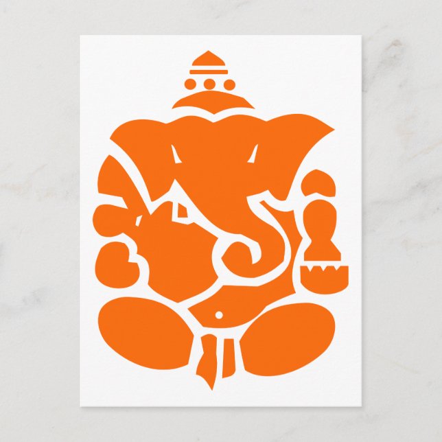 Orange Ganesha Illustration Postkarte (Vorderseite)