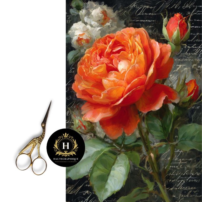 Orange Garden Rose Decoupage Seidenpapier (Decoupage Serving Trays for Tea Parties & Brunches.
)