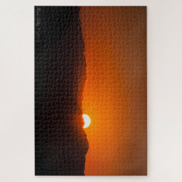 Orange Gebirgssonnenuntergang-Puzzlespiel