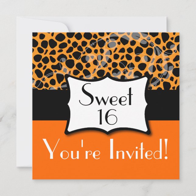 Orange Geburtstag des Gepard-Bonbon-16 Einladung (Vorderseite)