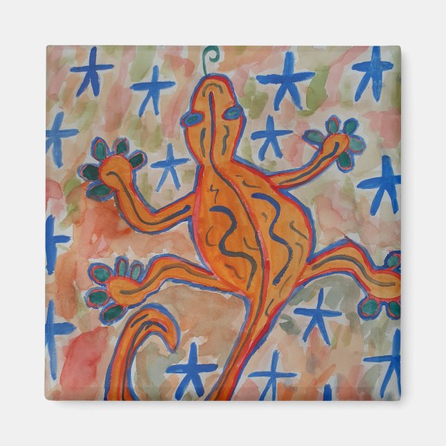 Orange Gecko Magnet (Vorne)
