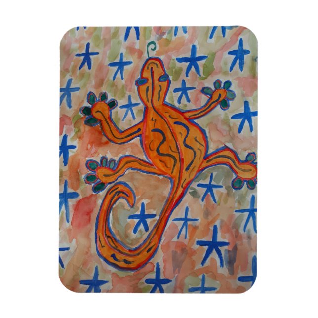 Orange Gecko Postcard Magnet (Vertikal)