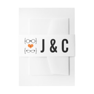 Orange Geeky Glasses Wedding Belly Bands Einladungsbanderole