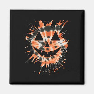 Orange Gefärbte Krawatte Kürbislaterne Face - Hipp Magnet
