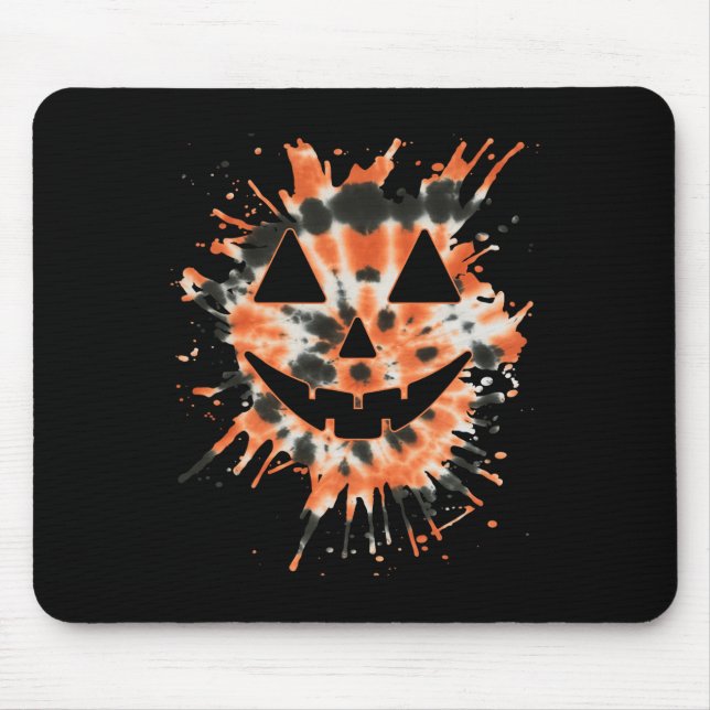 Orange Gefärbte Krawatte Kürbislaterne Face - Hipp Mousepad (Vorne)