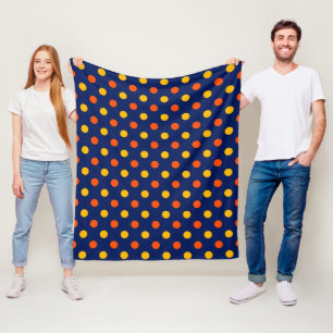 Orange Gelb auf Blau Punkte Design  Fleecedecke