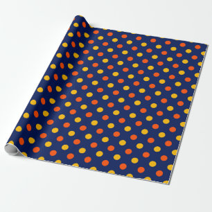 Orange Gelb auf Blau Punkte Design Geschenkpapier