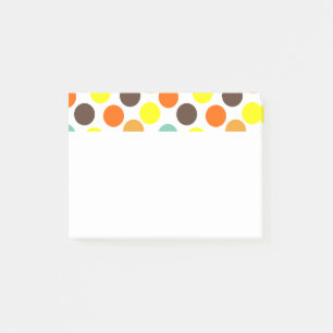 orange, gelb, braun, blaue Punkte Post-it Klebezettel