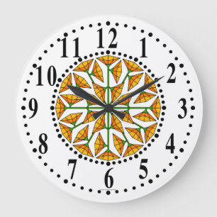 orange-gelb / gelblich-gelb Blütenwand 262 Wandkle Große Wanduhr