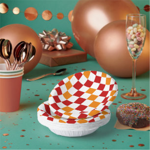 Orange Gelb Grün Kariertes Musterdesign  Pappteller