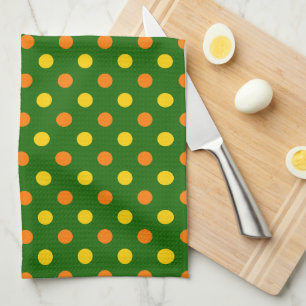 Orange Gelb Grün Punkte Design Geschirrtuch