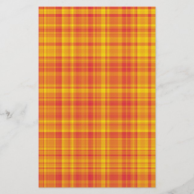 Orange Gelb Kariertes Karomuster  Briefpapier (Vorderseite)