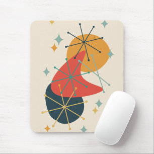 Orange, Gelb, Kohlegrau Abstrakt Mitte des Jahrhun Mousepad