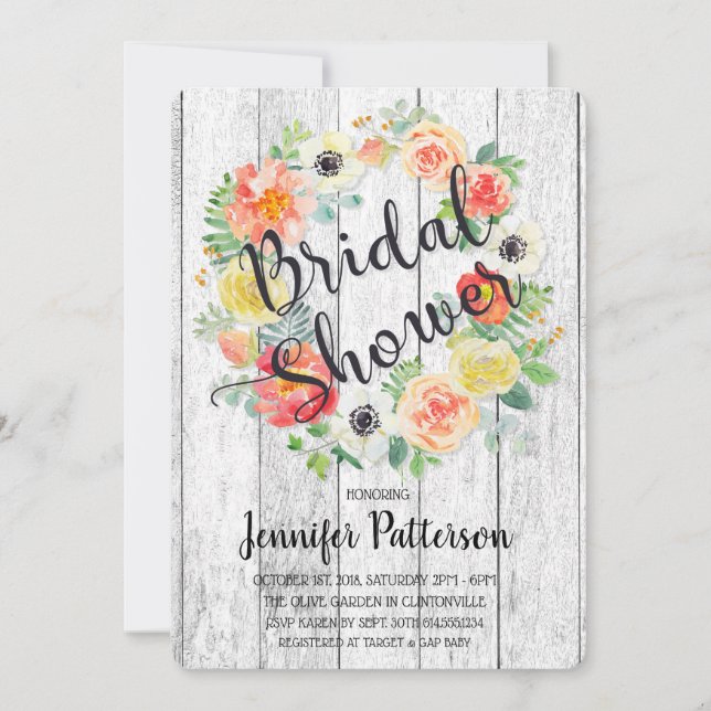 Orange & Gelb Kraut-Brautparty Einladung (Vorderseite)