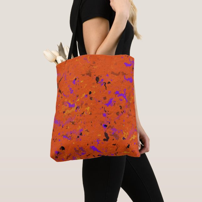 Orange, Gelb, Lila und Schwarz, Abstrakt Tasche (Von Nahem)