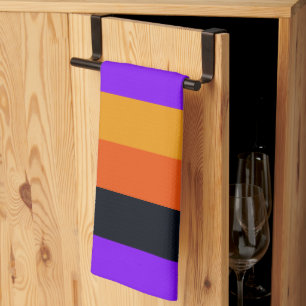 Orange, Gelb, Lila und schwarze Streifen Geschirrtuch