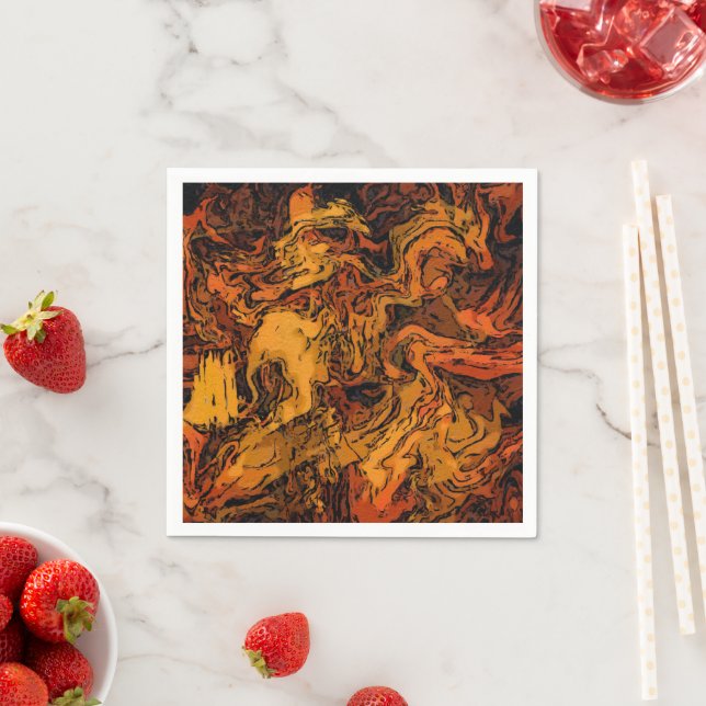 Orange, Gelb und Schwarz Abstrakt Serviette (Beispiel)