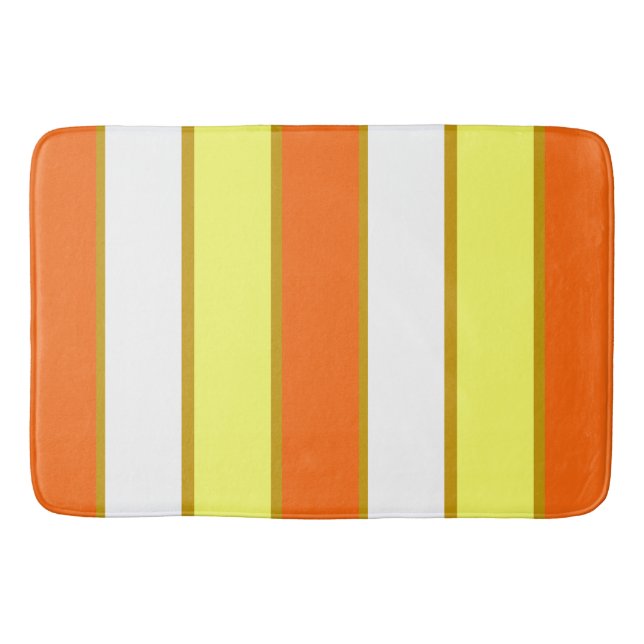 Orange, Gelb und Weiß Streifen Badematte (Vorderseite)