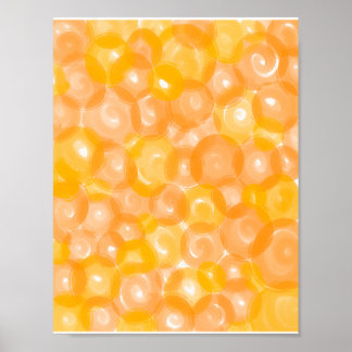 Orange Gelbe Glänzende Blasenmuster Abstract Poster