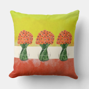 Orange Gelbe Italienische Ranunculus-Wasserfarbe Kissen