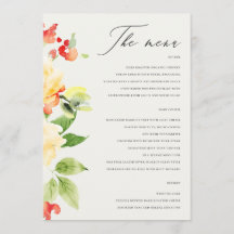 ORANGE GELBE ROTE ROSE WATERCOLOR FLORAL MENÜ
