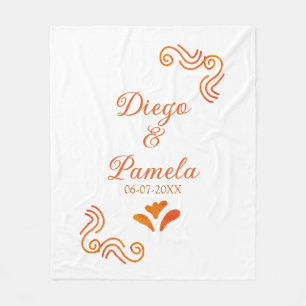 orange gelbe rustikale spanische Hochzeitspaar Nam Fleecedecke
