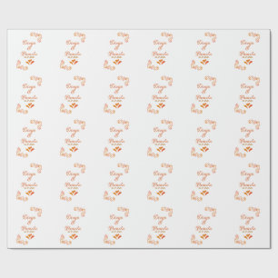 orange gelbe rustikale spanische Hochzeitspaar Nam Geschenkpapier
