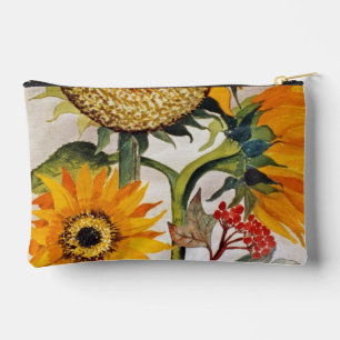 Orange Gelbe Saat Sonnenblumen Kunst Zubehörtasche