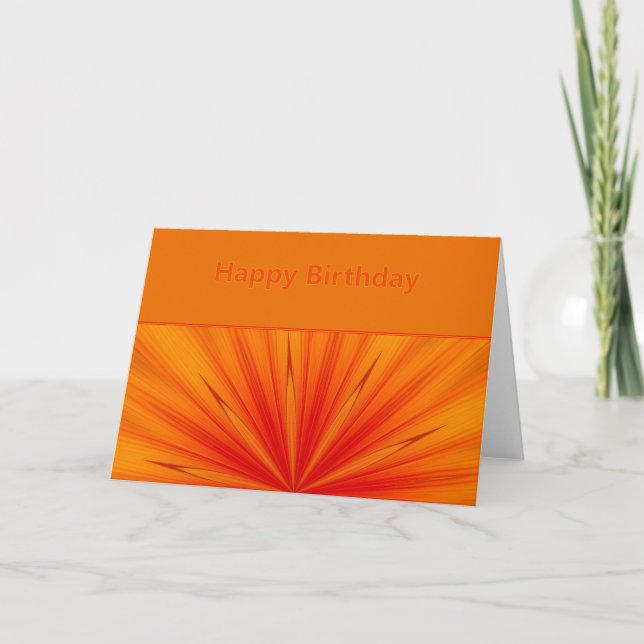 Orange-Gelbe Sternexplosion Happy Birthday Karte (Vorderseite)
