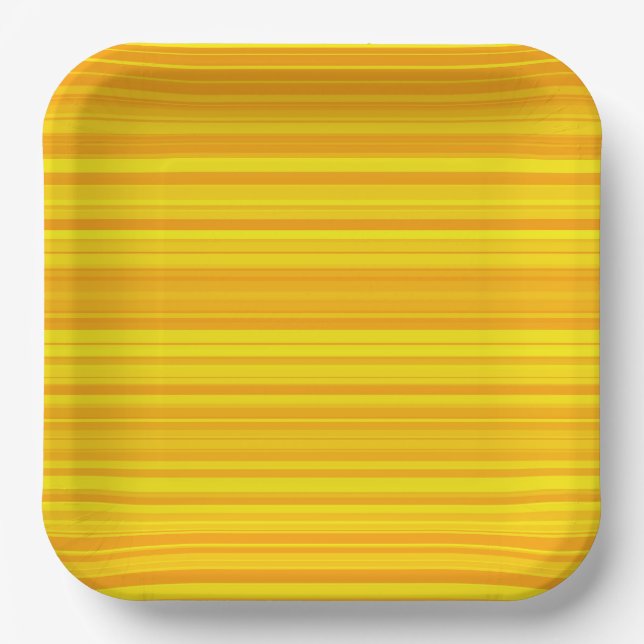 Orange gelbe Streifen Pappteller (Vorderseite)