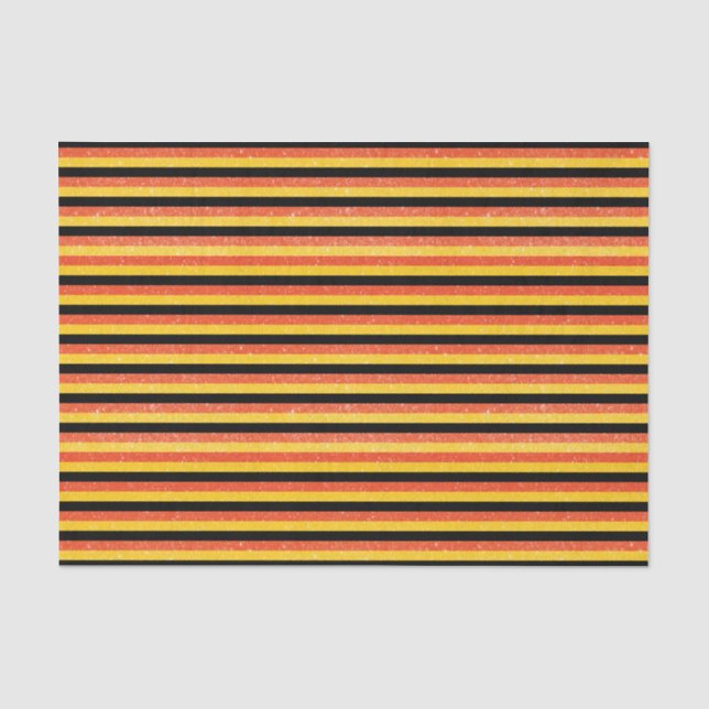 Orange, gelbe und schwarze Glittery Streifen Seidenpapier (Vorderseite)