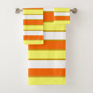 Orange, gelbe und weiße Streifen Badhandtuch Set