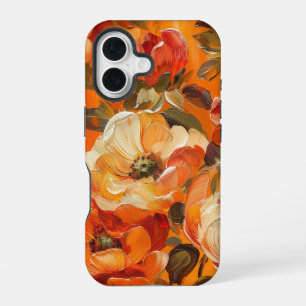 ORANGE GELBE WEISSE HERBSTANEMONE MOHN BLUMEN iPhone 16 HÜLLE