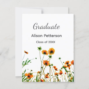 Orange gelbe Wildblumen moderne Graduatie rustikal Postkarte