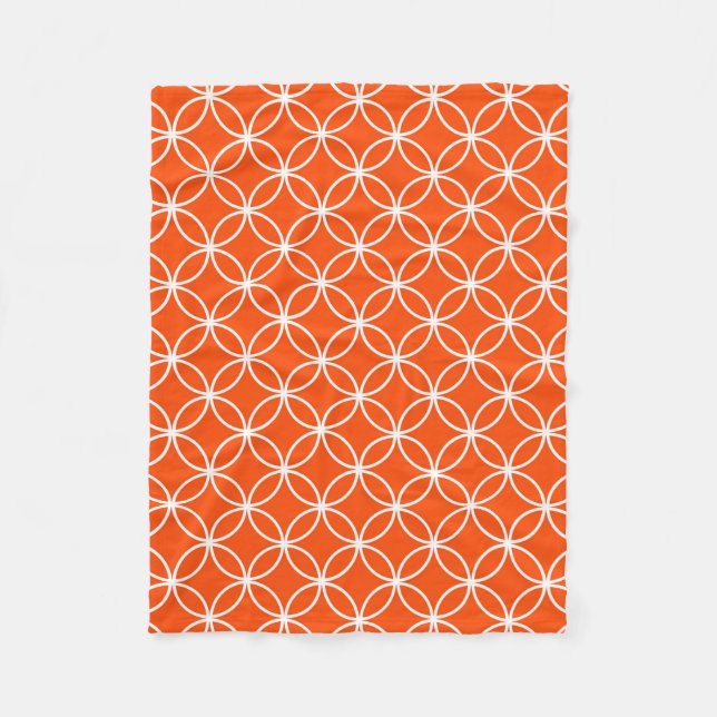 Orange Geometric Design Overlapping Circles Fleecedecke (Vorderseite)
