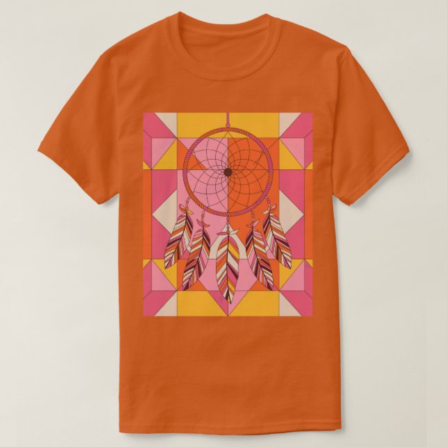 Orange Geometric Formen Dreamcatcher T - Shirt (Design vorne)