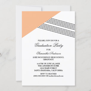 Orange Geometric Stripe Graduation Party - Einladu Einladung