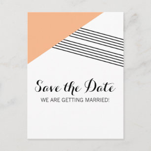 Orange Geometric Stripe Save the Date Postkarte