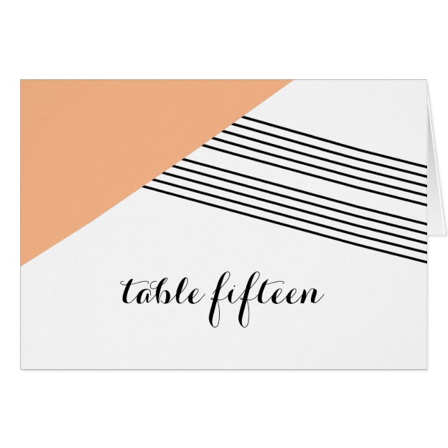 Orange Geometric Stripe Tischnummer Card (Vorderseite (Horizontal))