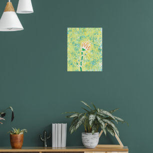 Orange Geometrische Blume im Abstrakten Hintergrun Poster